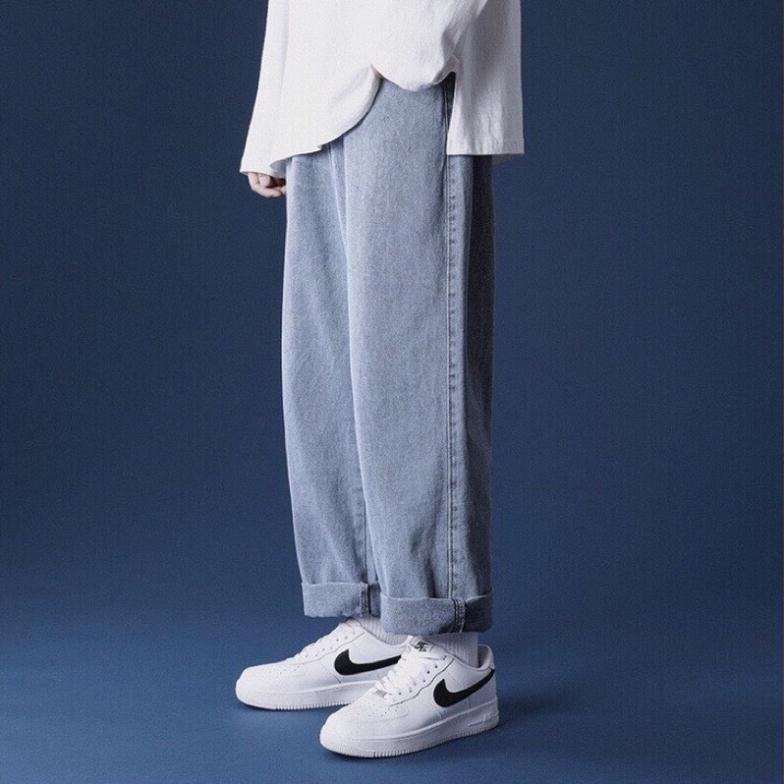 Quần jean bò baggy nam nữ ống suông rộng Unisex hàng Quảng Châu phong cách Hàn Quốc sành điệu style năm 2021