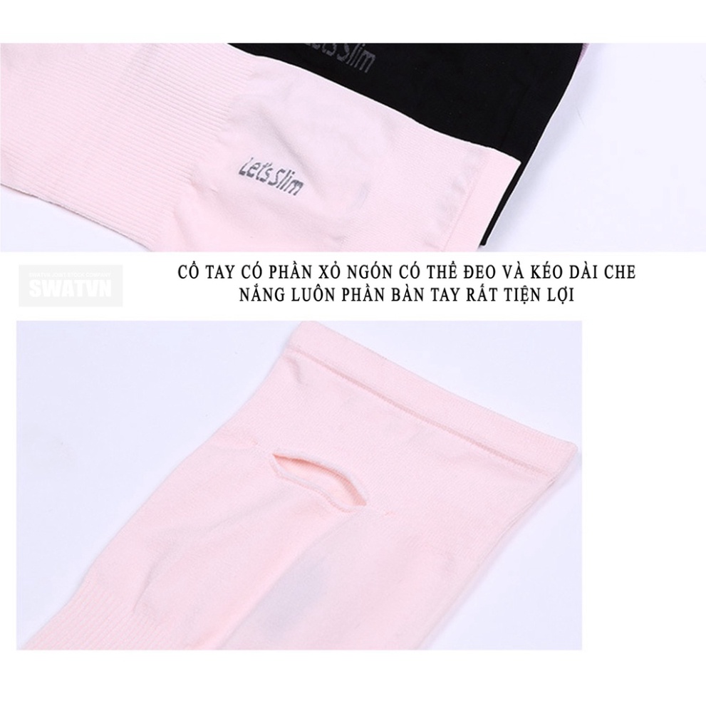 Cặp ống tay, găng tay che nắng Let's Slim unisex xỏ ngón tiện dụng nhiều màu lựa chọn