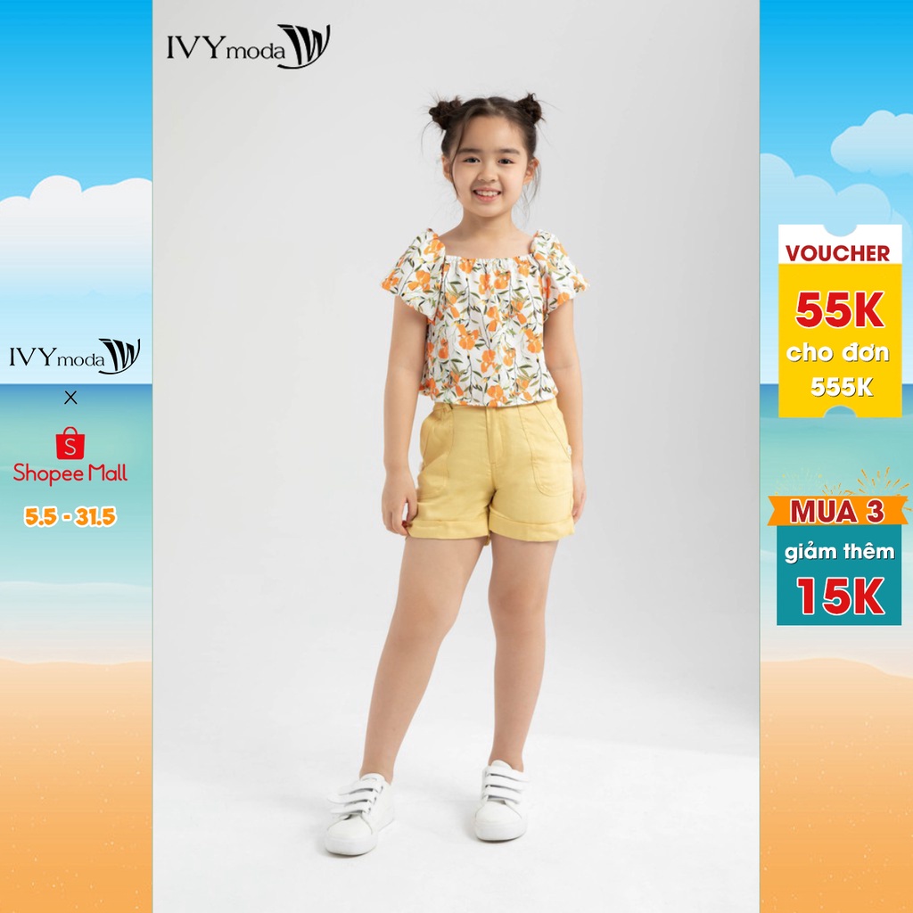 [NHẬP WABRTL5 GIẢM 10% TỐI ĐA 50K ĐH 250K ]Áo croptop cổ vuông bé gái IVY moda MS 16G1251