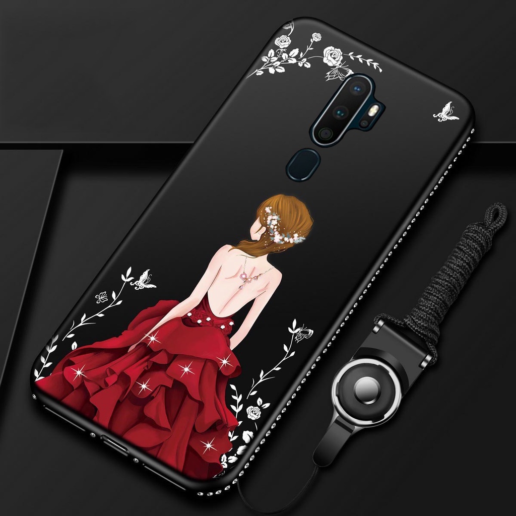 ỐP ĐÍNH ĐÁ OPPO A5 2020, A9 2020 HÌNH CÔ GÁI CAO CẤP ( Tặng Kèm Dây Đeo)