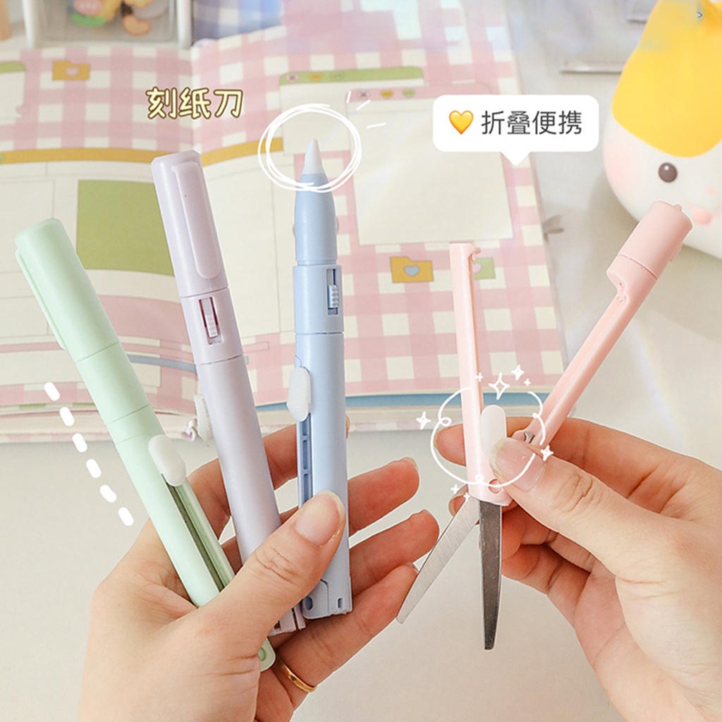Kéo Cắt Giấy Dạng Bút Đa Năng Có Thể Gấp Gọn Dùng Làm Sổ Tay DIY