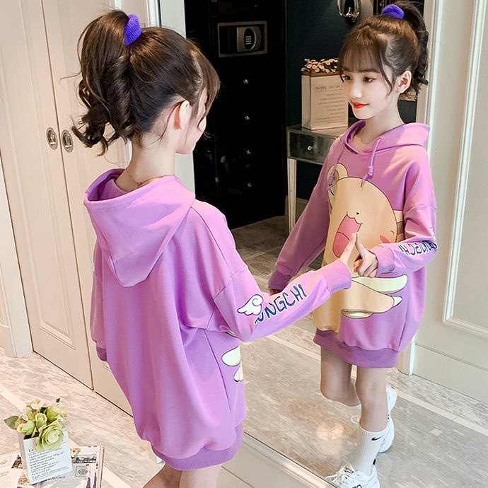 Áo hoodie họa tiết hoạt hình phong cách Hàn Quốc thời trang xuân thu sành điệu cho bé gái 2021