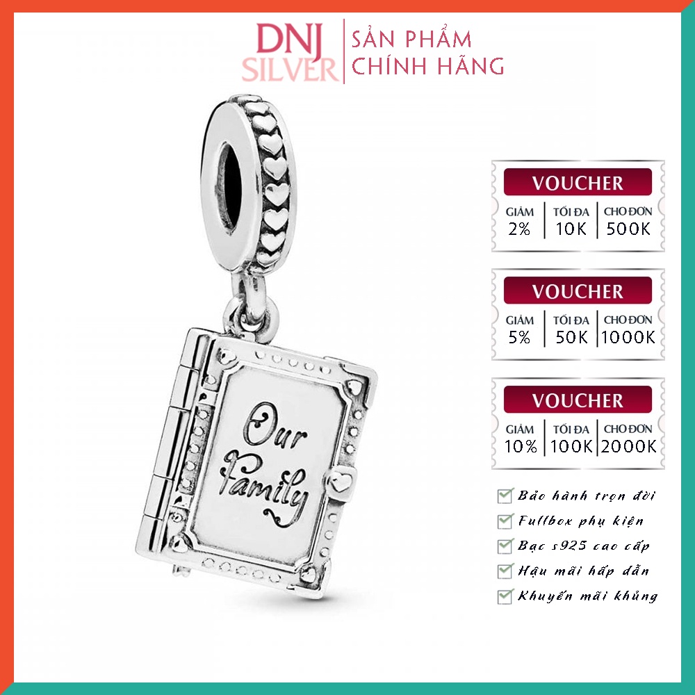 Charm bạc 925 cao cấp, hàng chuẩn bạc - Charm Family Book thích hợp để mix vòng tay charm - DN324