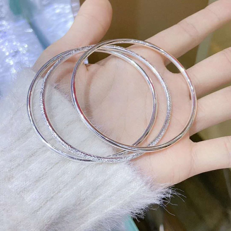 3 vòng tay hở mạ bạc 925 thời trang Hàn Quốc dành cho nữ