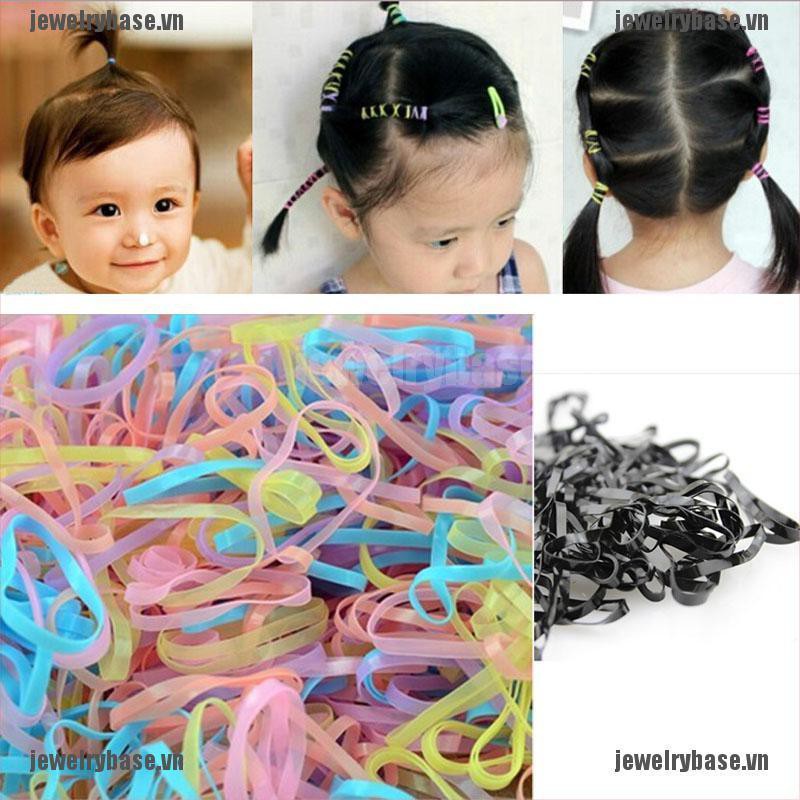 Bộ 400-500 dây buộc tóc cao su màu trơn xinh xắn cho bé gái