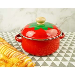 Nồi inox tráng men đỏ nắp lá 1.5l