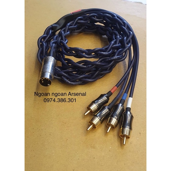 dây tín hiệu midi 5 chân (din 5) ra 2 cặp 4 rắc rca av (hoa sen) diy chất lượng