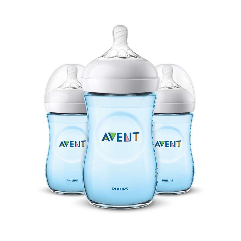 Bộ 3 Bình Avent bình Natural 260ml Xanh,Hồng, Trắng