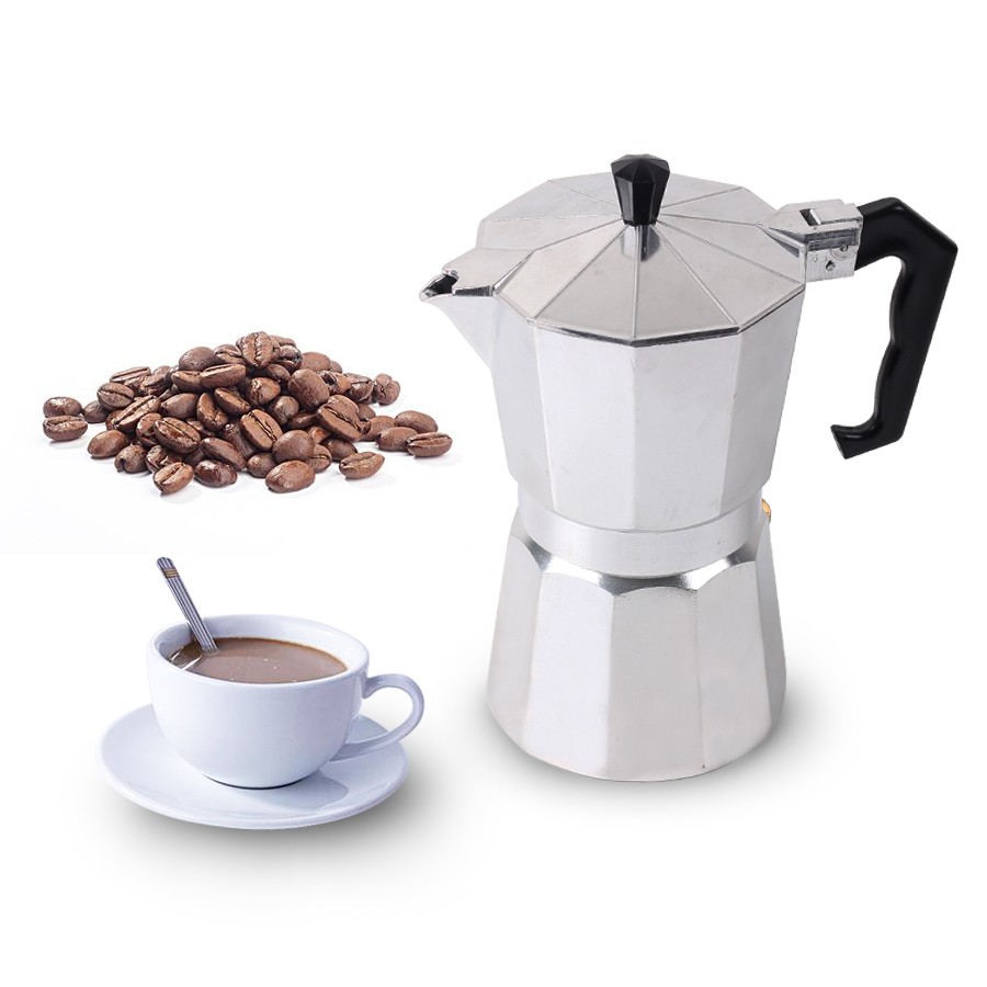 Bình pha cà phê mini MOKA 150ML- Phong cách kiểu ý - Ấm pha chất liệu Nhôm Siêu Bền