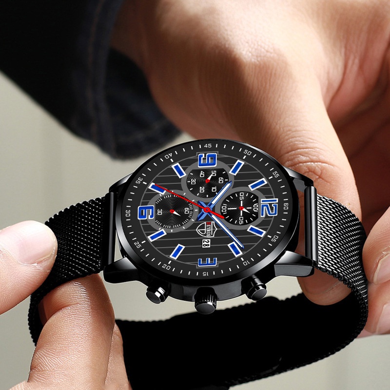 Đồng Hồ Quartz Nam Hiển Thị Ngày Dây Đeo Da Dạ Quang Thời Trang 2022