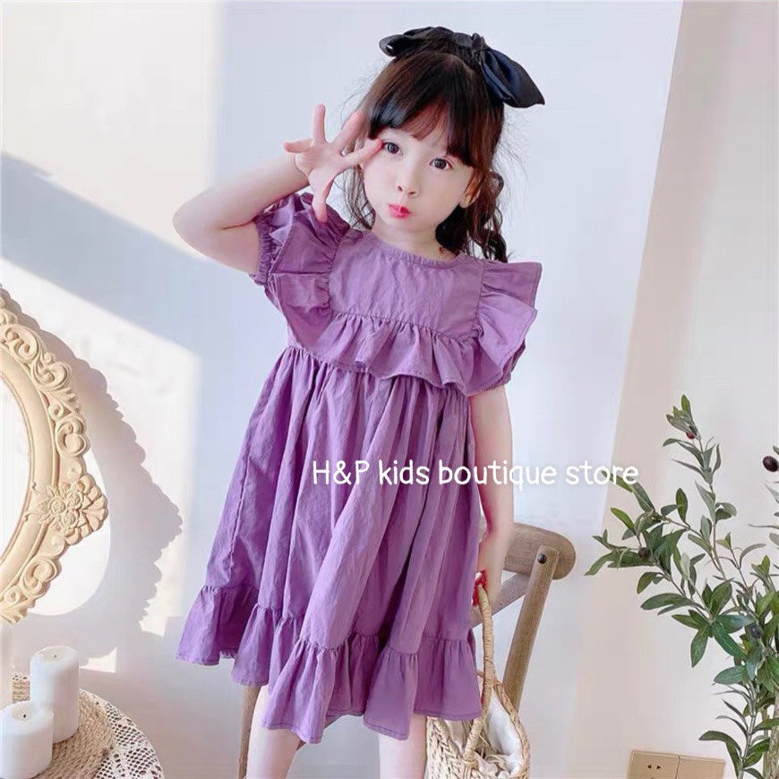 Váy Bé Gái Hml Thô Hàn Cổ Sen Cho Bé 1- 5 Tuổi, Đầm Cho Bé Gái Chất Mát  Mã A1