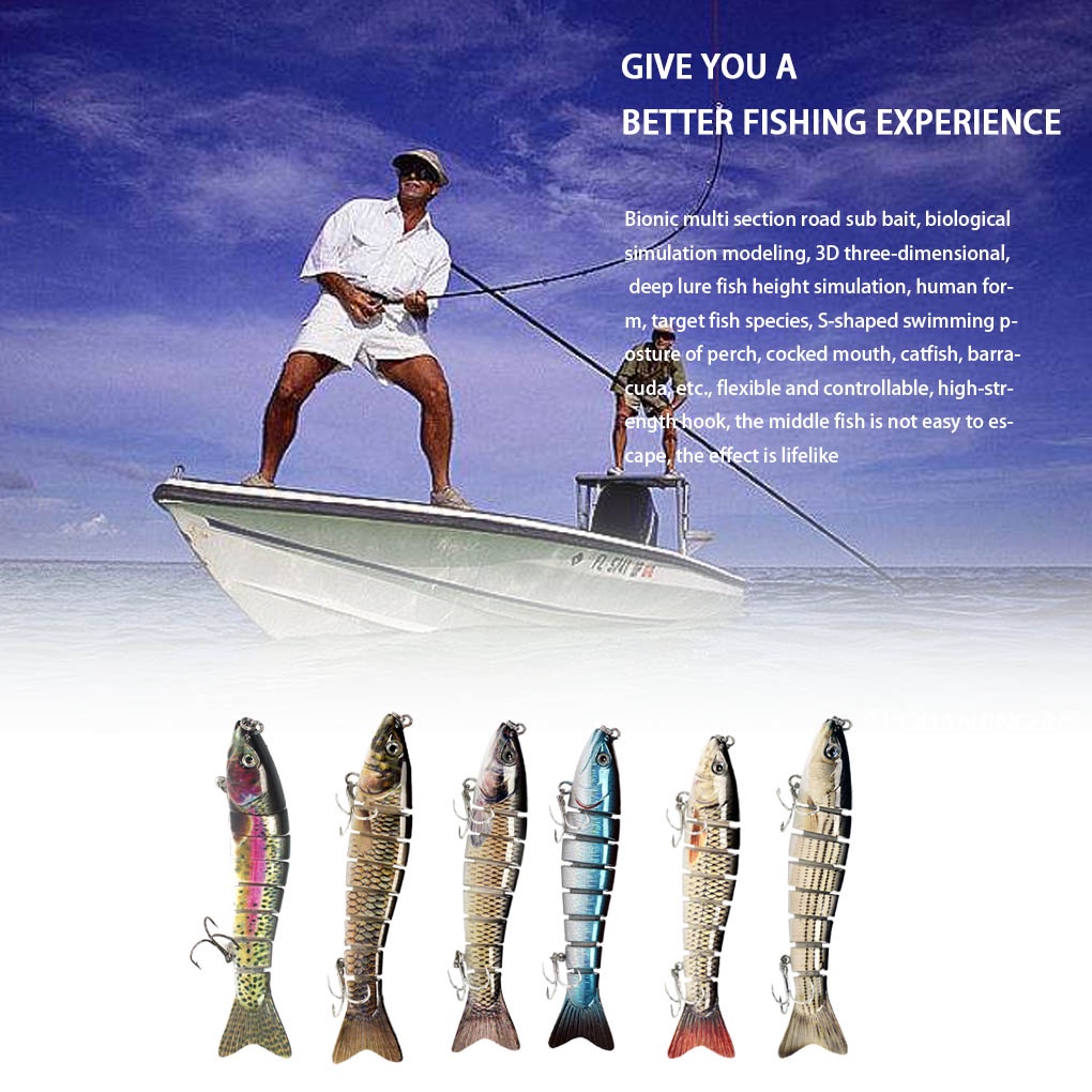 [Global] Wobbler Bait Lure Jig Crankbait Fishing Multi-sectional Sinking Swimbait with Claw Barb Hook