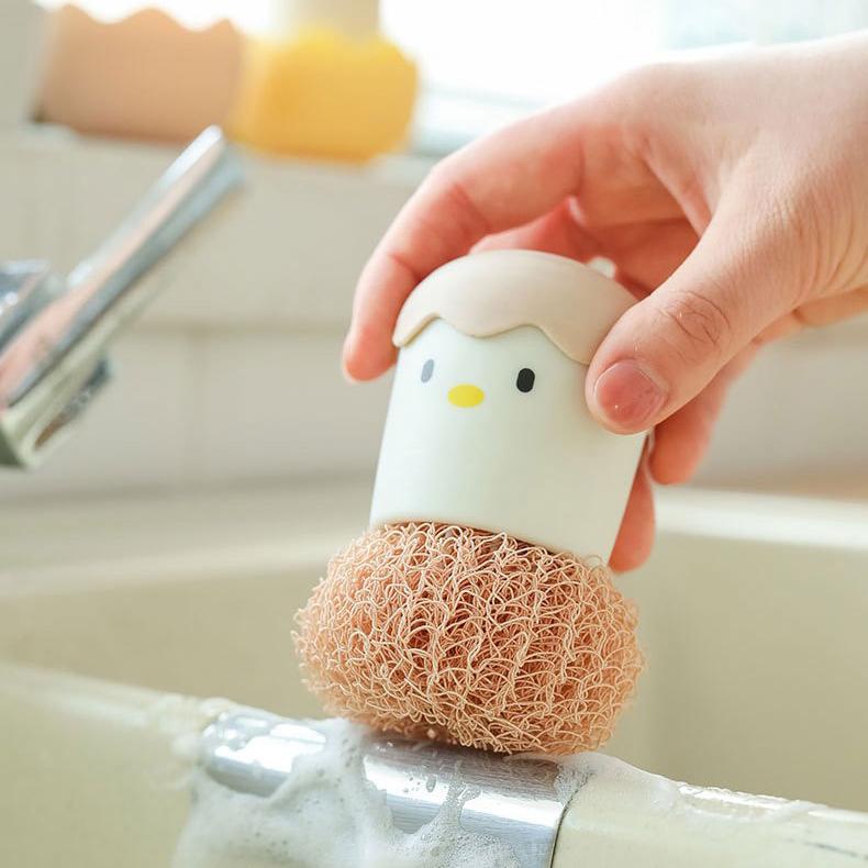 Mút rửa chén bằng cước có tay cầm hình quả trứng dễ thương