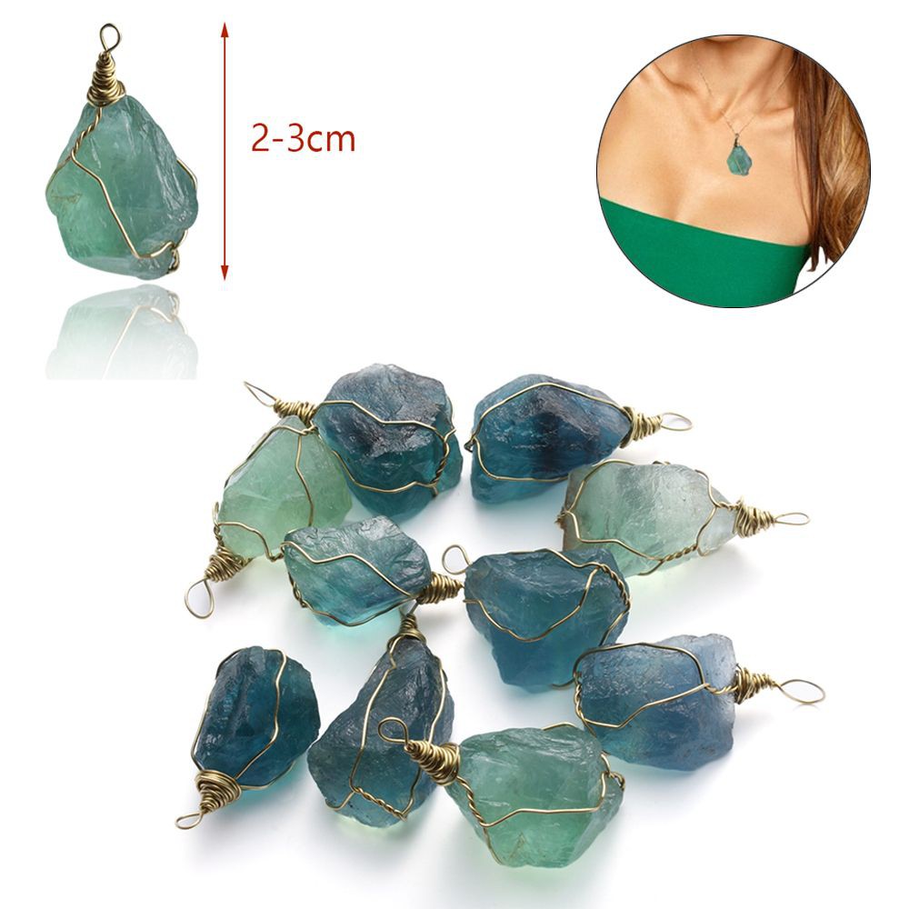 Mặt Dây Chuyền Đá Fluorite Xanh Tự Nhiên 2.5-3cm