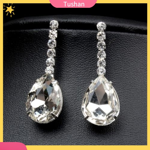 Bộ Vòng cổ + Bông Tai Đính Kim Cương Giả Hình Giọt Nước