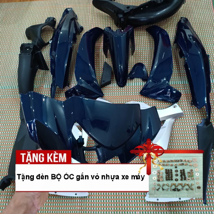 Bộ dàn áo dành cho xe SIRIUS màu Xanh nhớt - phanh CƠ,Tặng kèm bộ ốc theo xe