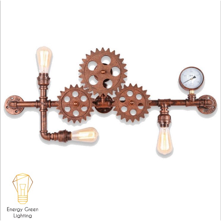 Đèn Tường Energy Green Lighting Retro DT-0218 - Bánh Răng , Đồng Hồ Chuyển Động Cùng Đèn - Kiểu Dáng Cổ Điển
