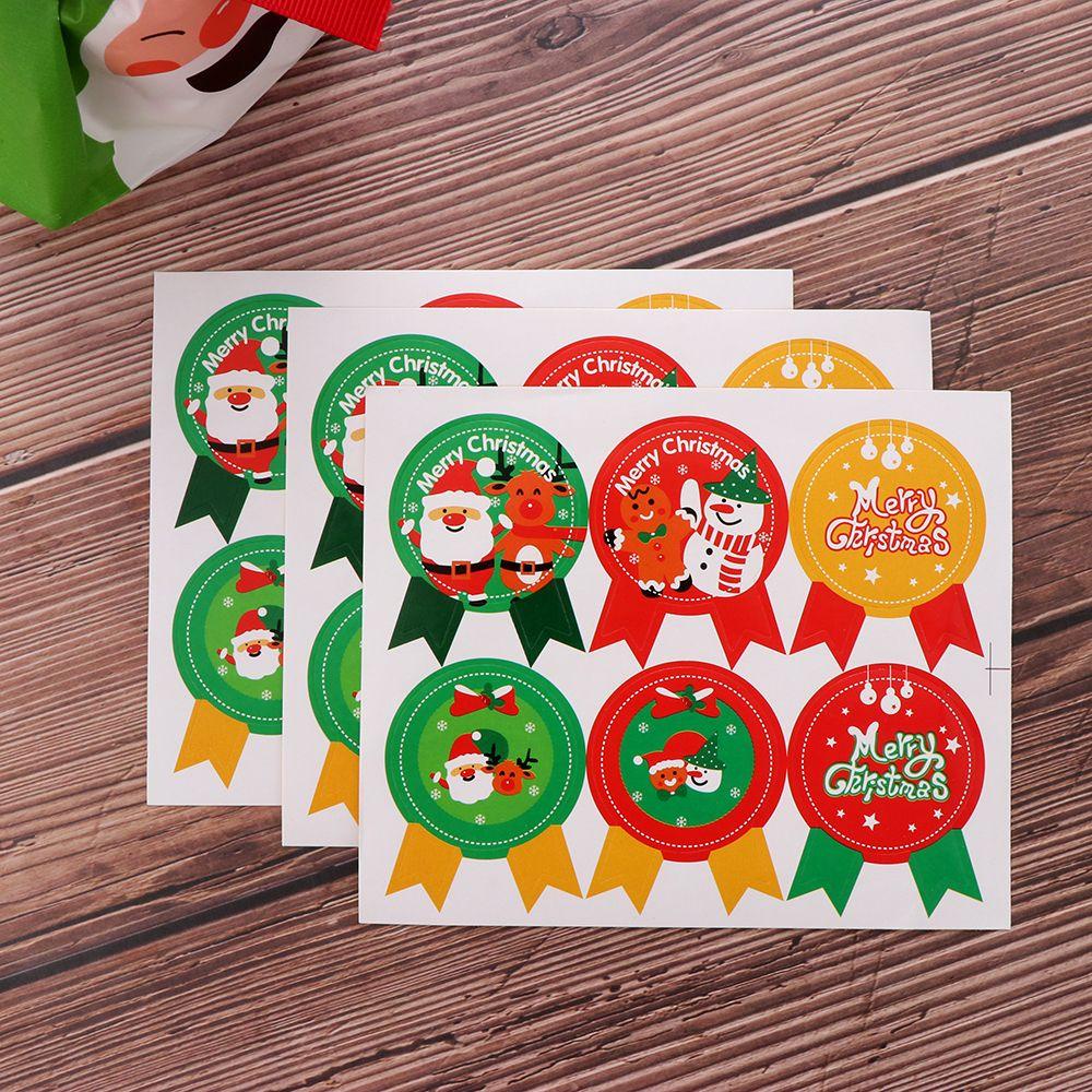 LEISURE Miếng Dán Trang Trí Hộp Quà / Bánh Quy / Quà Tặng In Chữ Merry Christmas Độc Đáo DIY