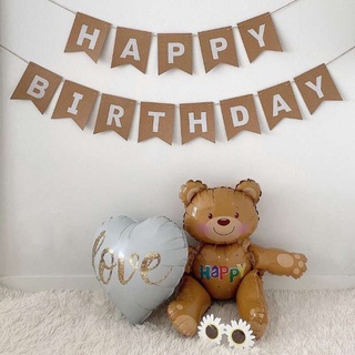 Vòng Hoa Giấy kraft In Chữ happy birthday Phong Cách retro Treo Trang Trí Tiệc Sinh Nhật
