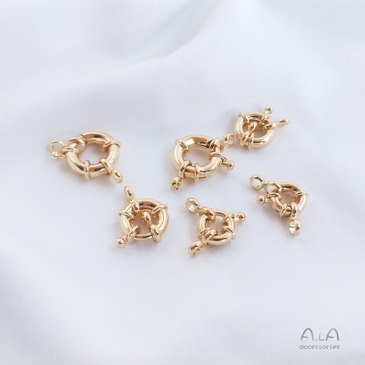 Vòng Chuỗi Hạt Ngọc Trai Màu Vàng Đồng 14K Khóa Cài Lò Xo Làm Vòng Tay/Dây Chuyền Diy