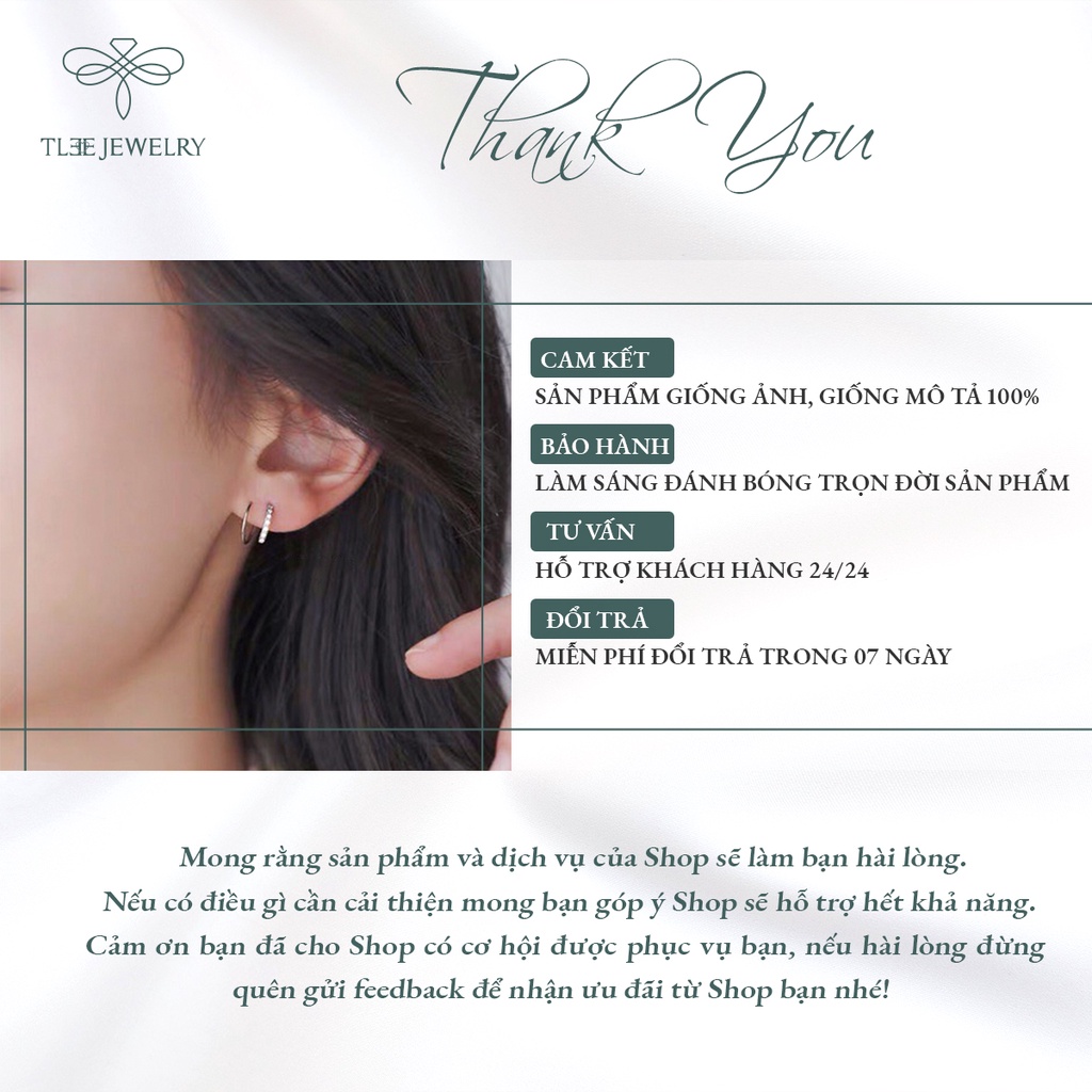Khuyên tai bạc nữ TLEE xoắn vòng nhẹ nạm đá cao cấp NCJ B0193