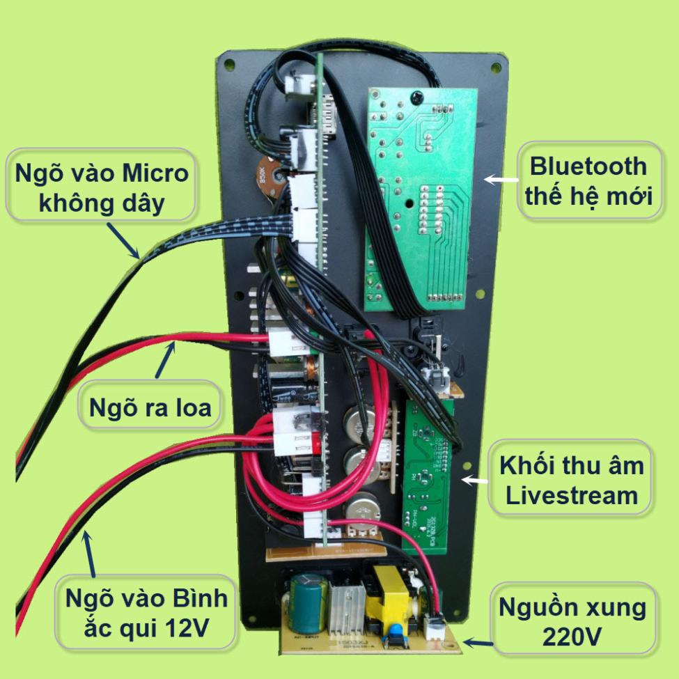 Mạch loa kéo MD9840 150 thu âm LIVESTREAM - DSP lập trình chống hú, chỉnh Bass Treble Micro, nguồn xung 220V