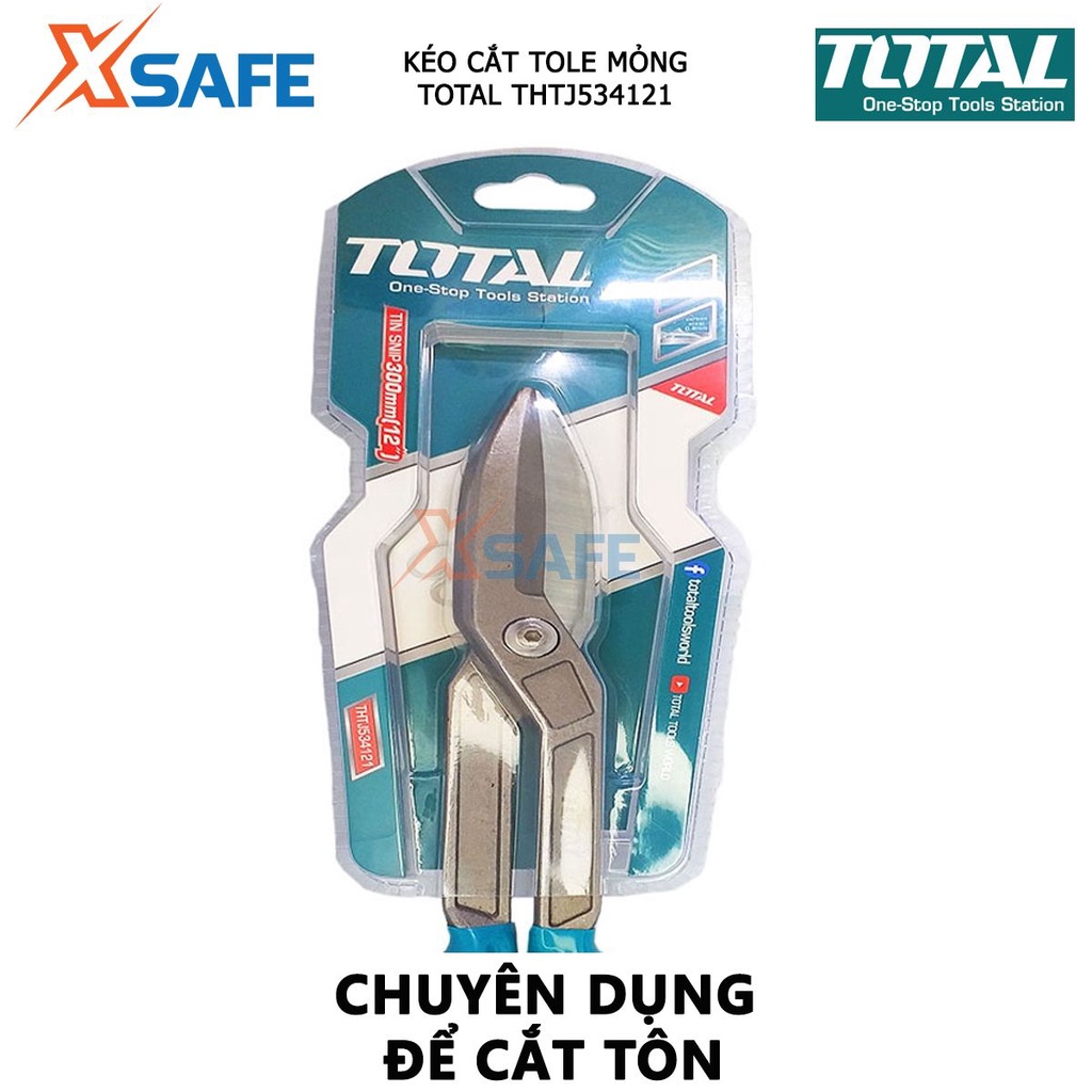 Kéo cắt tole nhỏ TOTAL THTJ534121 Kéo cắt tôn mỏng Kích thước 12 &quot;. Độ dày tối đa Thép carbon ≤0,8mm Thép không gỉ 60,6m