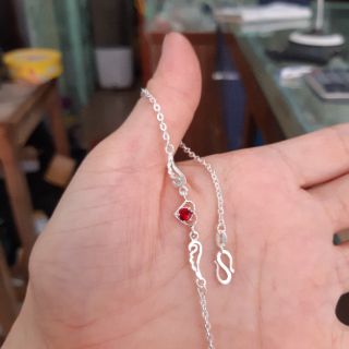Lắc chân bạc hình trái tim