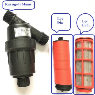 Bộ lọc cặn, rác ren ngoài phi 34mm dùng lọc cặn rác cho hệ thống nước sạch, hệ thống phun sương, tưới  tự động.