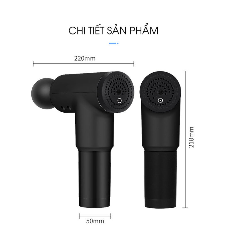 Máy massage cầm tay JESSE 4 đầu massage 6 cấp độ thư giãn trị liệu giảm đau cứng cơ hiệu quả. Hàng Chính Hãng.