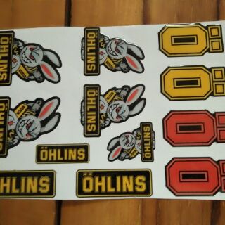 Bộ tem nổi Thỏ Ohlins trang trí xe