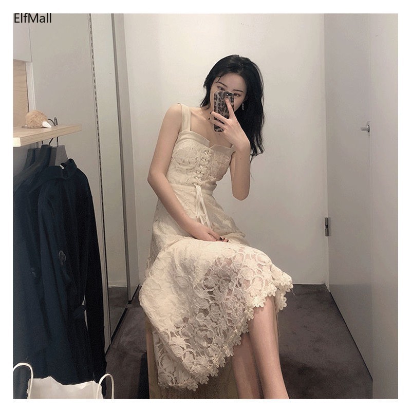 Đầm dài hai dây kiểu dáng cổ điển Pháp phong cách thời trang mùa hè cho phái nữ | BigBuy360 - bigbuy360.vn