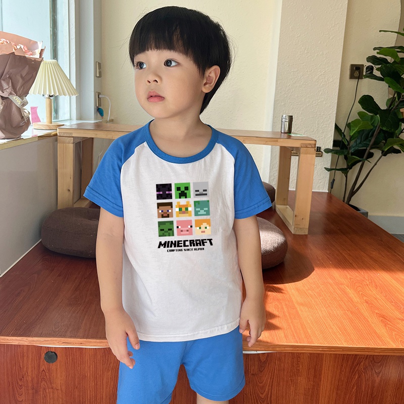 Áo Thun NgắN Tay In HoạT HìNh Minecraft 6 MàU Cho Bé AC021