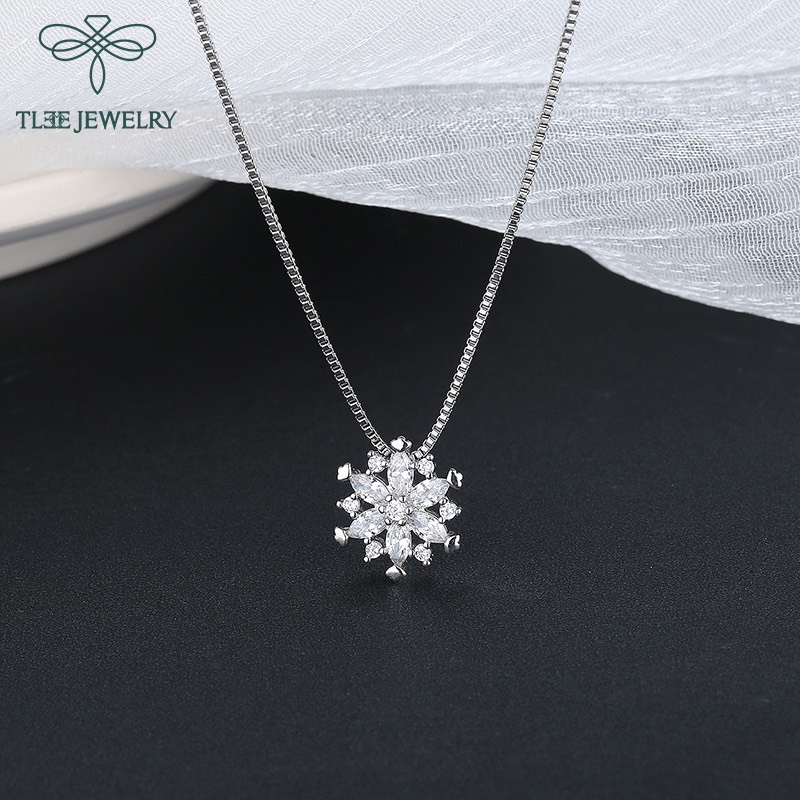 Dây chuyền bạc nữ TLEE Snowfake nữ tính đính đá cao cấp TleeJewelry D0125