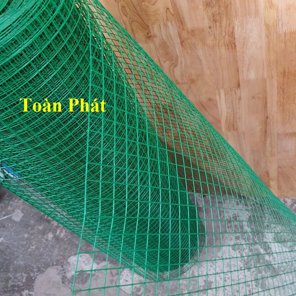 Lưới sắt bọc nhựa mắt lưới màu xanh ( ô vuông rộng 1.2cm và ô vuông rộng 2cm )