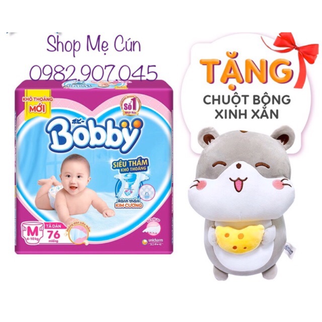 [Tặng Chuột Bông] Tã dán Bobby M76/L68/XL62/XXL56