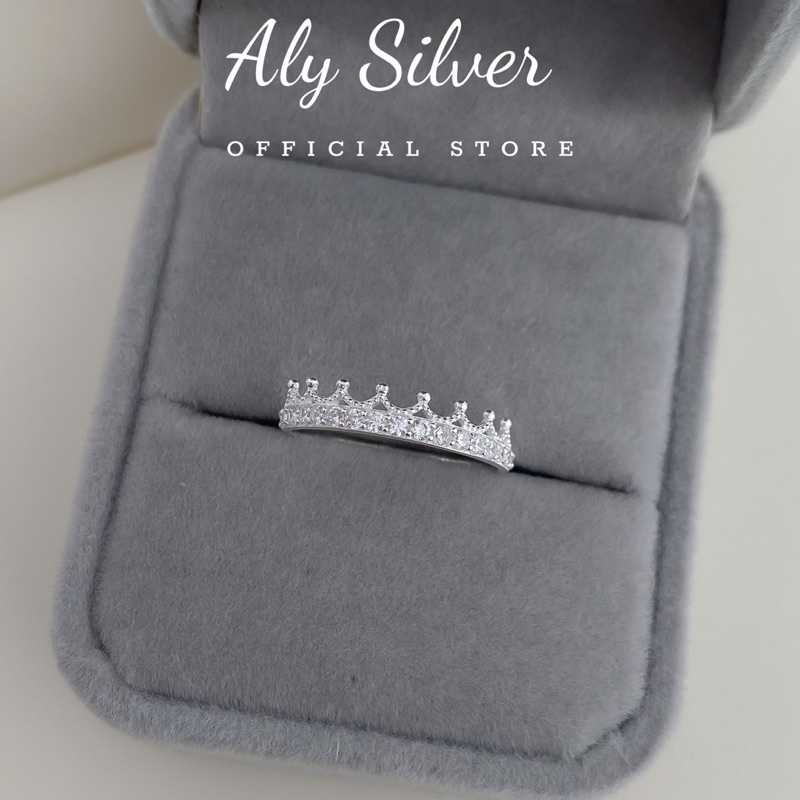Nhẫn Bạc Vương Miện Nhỏ Xinh Nạm Đá Aly Silver, Nhẫn Bạc 925 Nữ Sang Trọng Tinh Tế