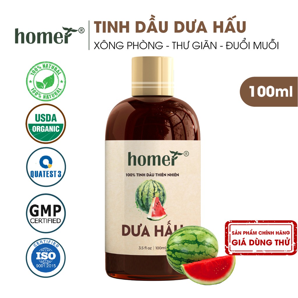 Tinh dầu Dưa hấu Homer 20ml/100ml giá dùng thử - Watermelon Essential Oil  - đạt chuẩn chất lượng kiểm định