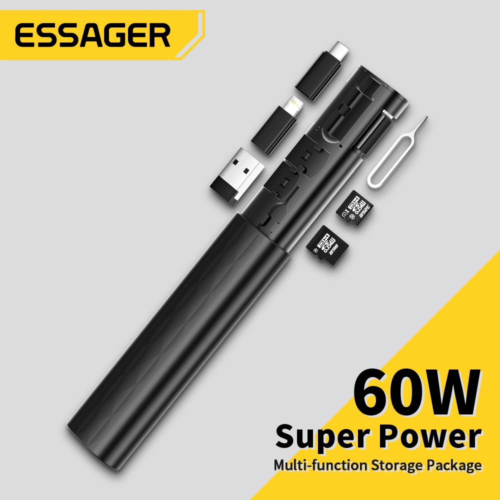 Hộp đựng thẻ nhớ ESSAGER có khe cắm cổng sạc usb đa năng tiện dụng