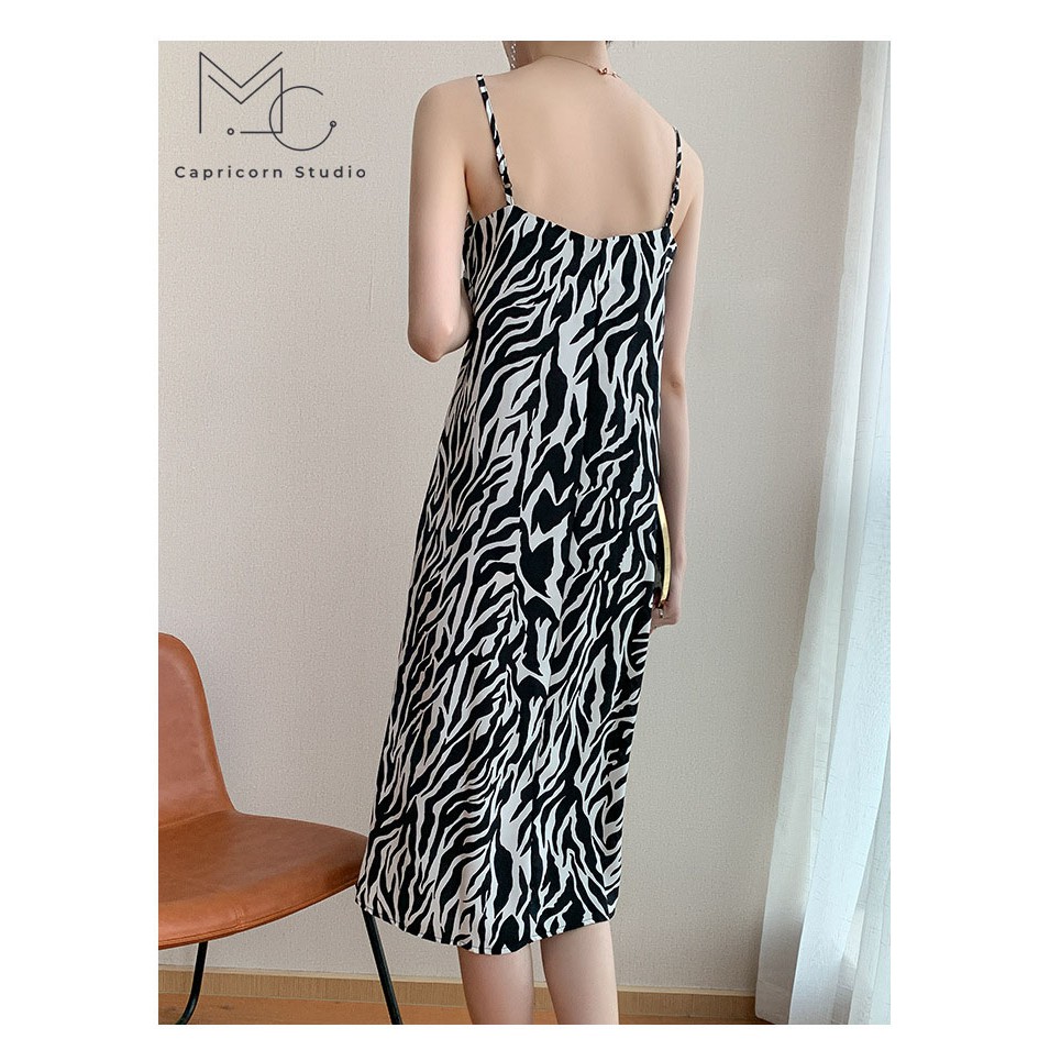 Váy dây mùa hè Sexy Sling Dress hoạ tiết ngựa vằn nhẹ nhàng phong cách Ulzzang có bigsize