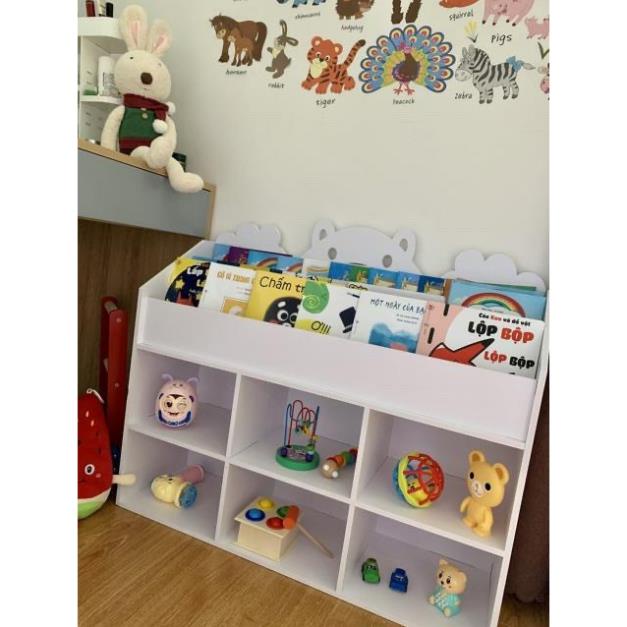 Kệ sách cho bé hình Gấu 2 tầng ngăn chứa đồ full bộ có vít