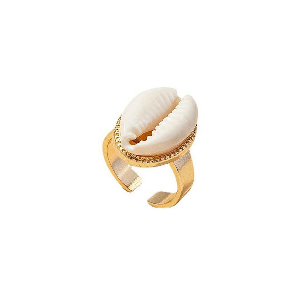 QQMALL Nhẫn Vỏ Sò Trắng Phong Cách Hàn Quốc Cổ Điển
