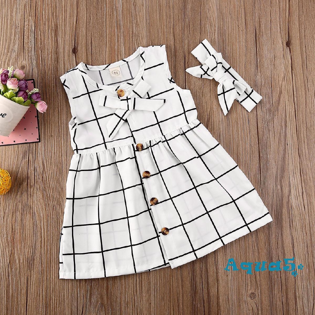 Đầm Sát Nách Kẻ Ca Rô Cho Bé Gái