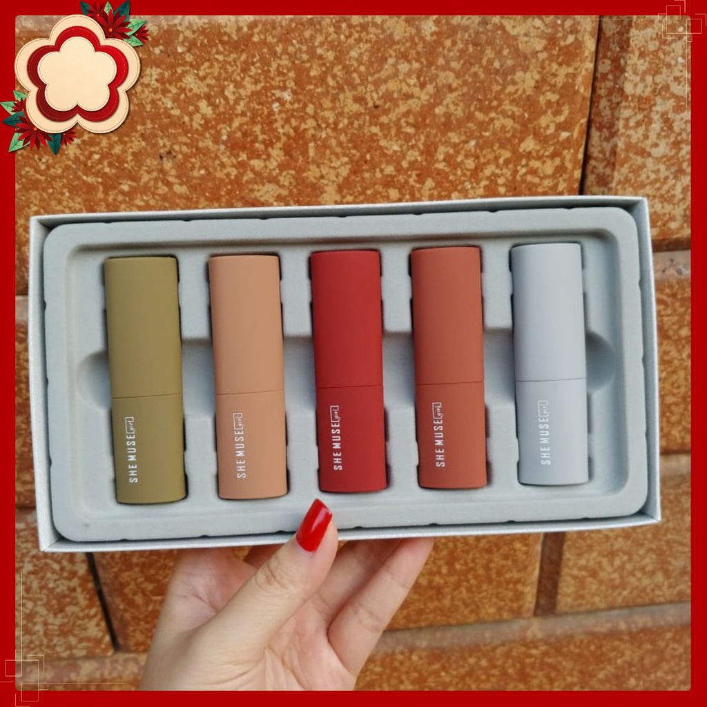 Set son thỏi 🌿 FREESHIP 🌿SET 5 CÂY SON She Muse - chuẩn chính hãng