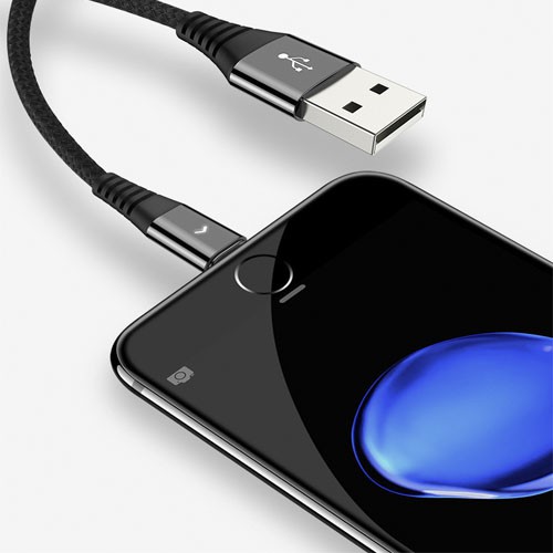 Cáp sạc nhanh 3A dài 1m2 có đèn led siêu chắc chắn cho Android và I.O.S