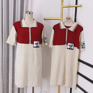 Váy len suông cổ khóa