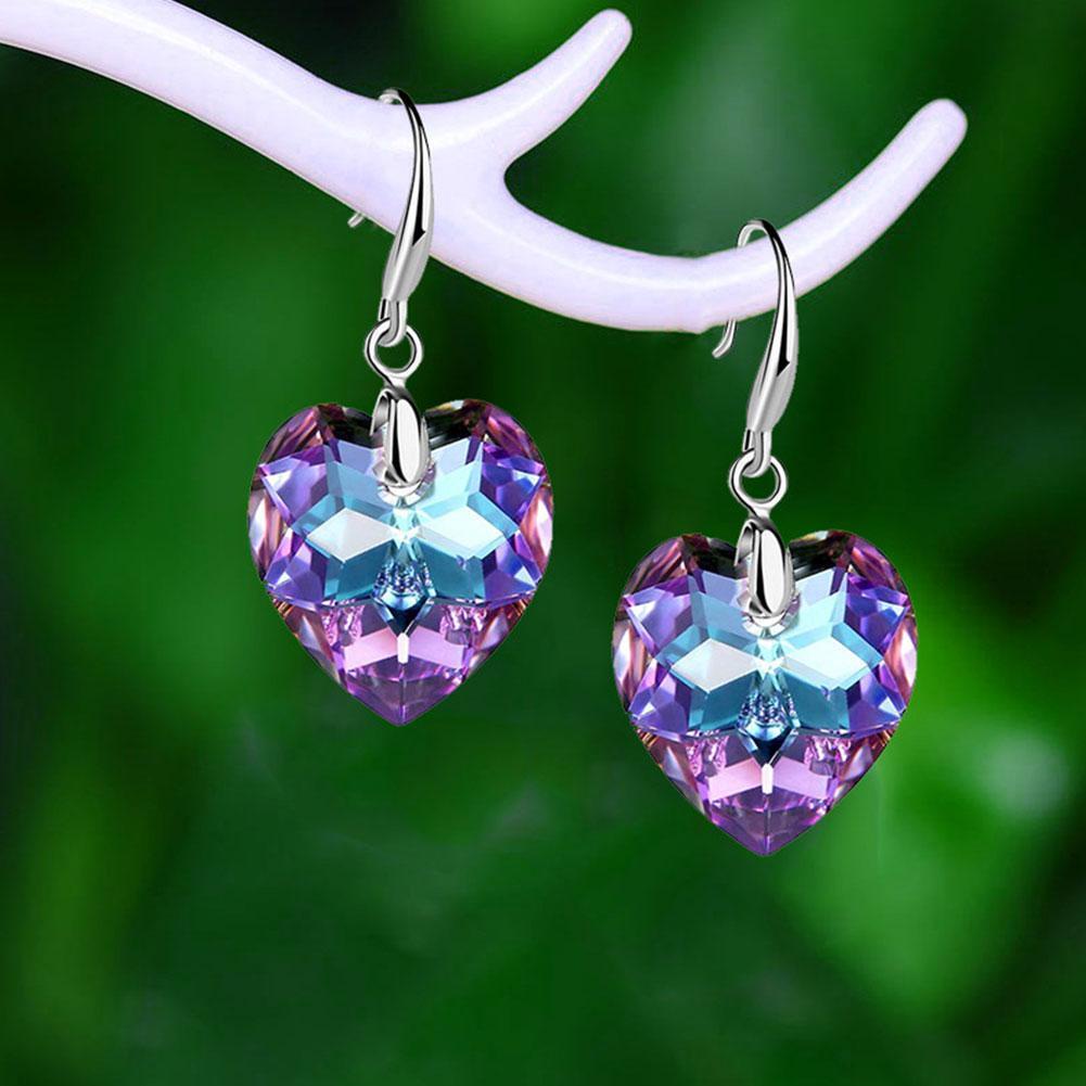 2022 New Fashion Ocean Star Love Pendant Earrings For Women Color Peach Heart Crystal Jewelry W9B2