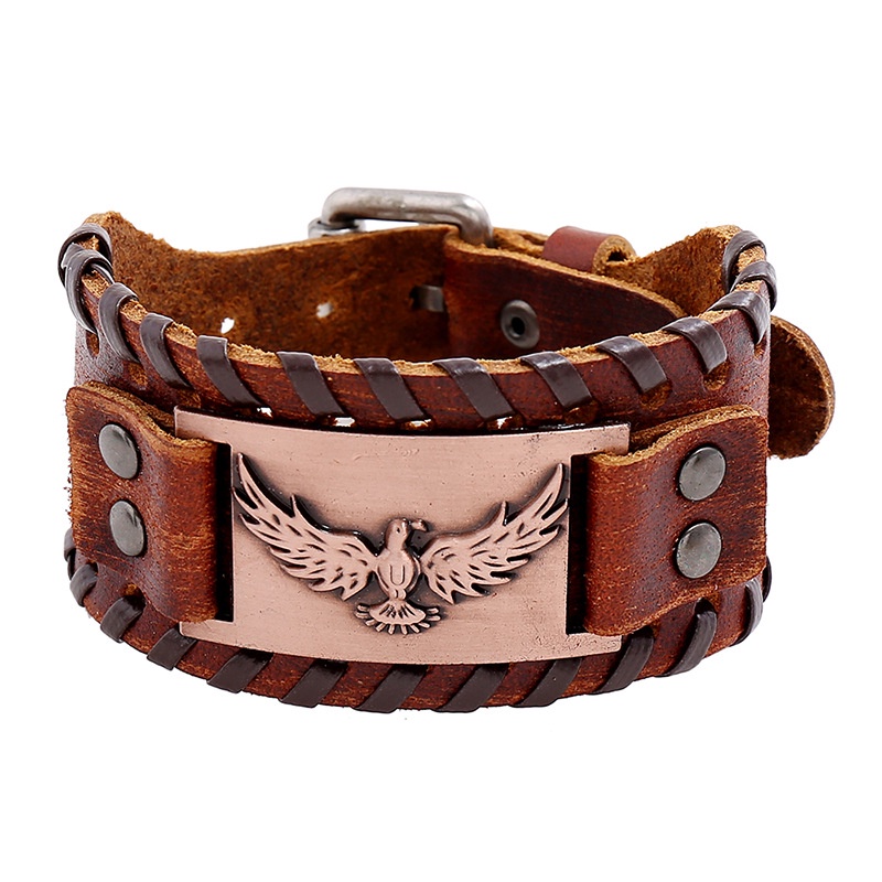 Vòng Tay Dây Da Bện Phong Cách Viking Cổ Điển Mới