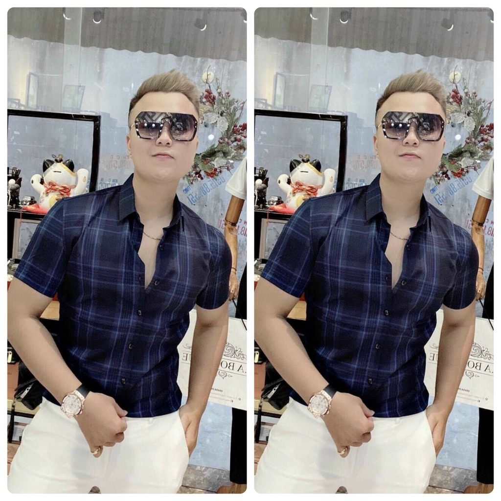 Áo sơ mi Nam ngắn tay thời trang lịch lãm, phối caro nhiều màu trẻ trung cho chàng dạo phố | BigBuy360 - bigbuy360.vn