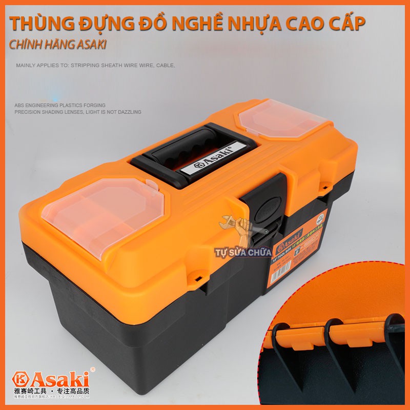 Thùng đựng đồ nghề nhựa PP cao cấp chính hãng Asaki siêu bền - Hộp đựng dụng cụ